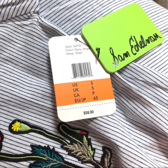 Sam Edelman Cotton Striped Embroidered Top Size S - Picture 9 of 10